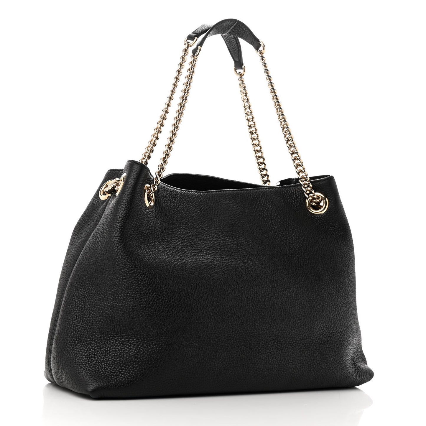 Pebbled Calfskin Medium Soho Chain Shoulder Bag Black