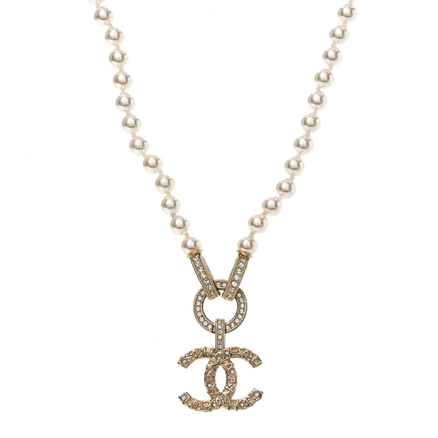 Chanel Pearl Crystal CC Short Necklace 1 of 4