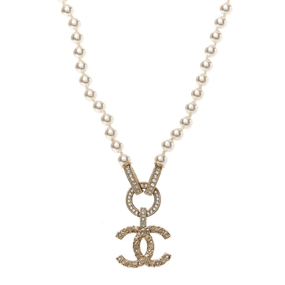 Chanel Pearl Crystal CC Short Necklace 1 of 4