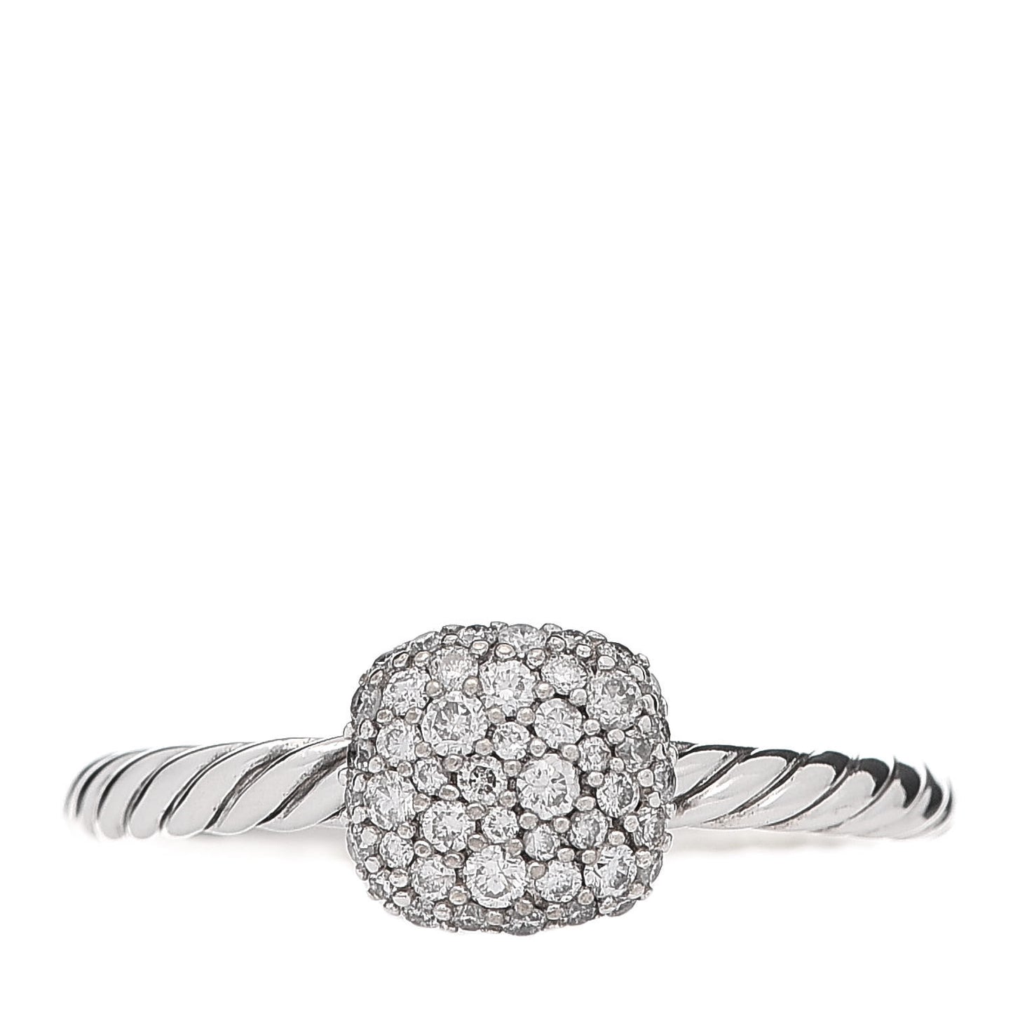 Sterling Silver Diamond 8mm Petite Pave Ring 54 6.75