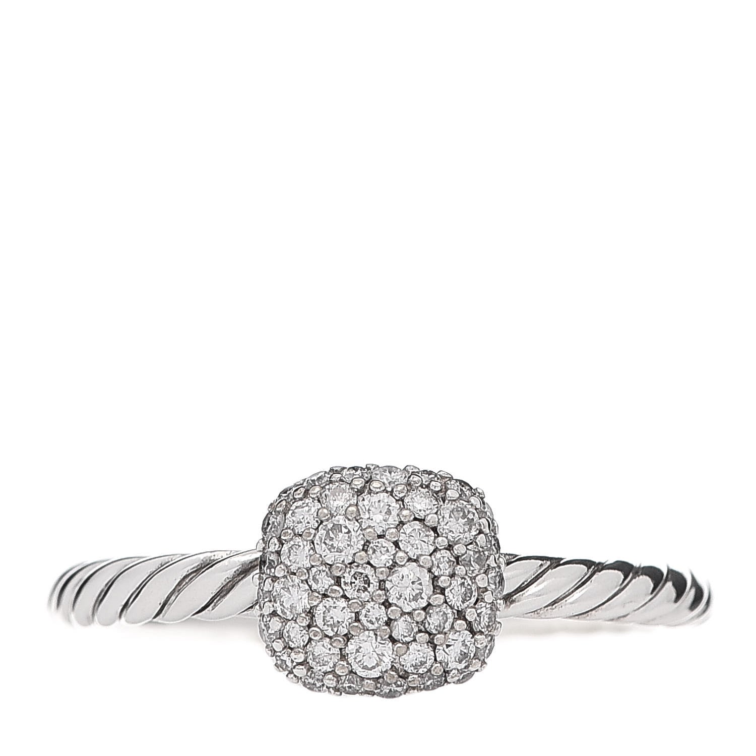 David Yurman Sterling Silver Diamond 8mm Petite Pave Ring 54 6.75 1 of 5
