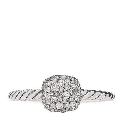 David Yurman Sterling Silver Diamond 8mm Petite Pave Ring 54 6.75 1 of 5
