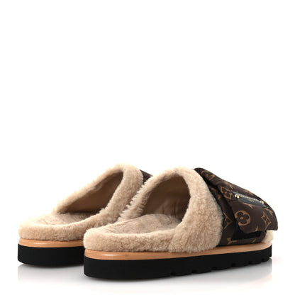 Louis Vuitton Nylon Monogram Shearling Pillow Comfort Mules 38 Cacao Brown 5 of 10