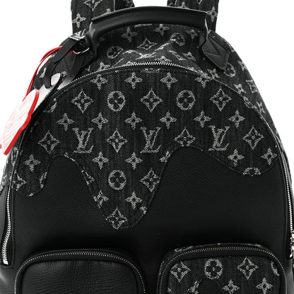 Louis Vuitton X NIGO Taurillon Monogram Denim Drip Campus Backpack Black 7 of 10
