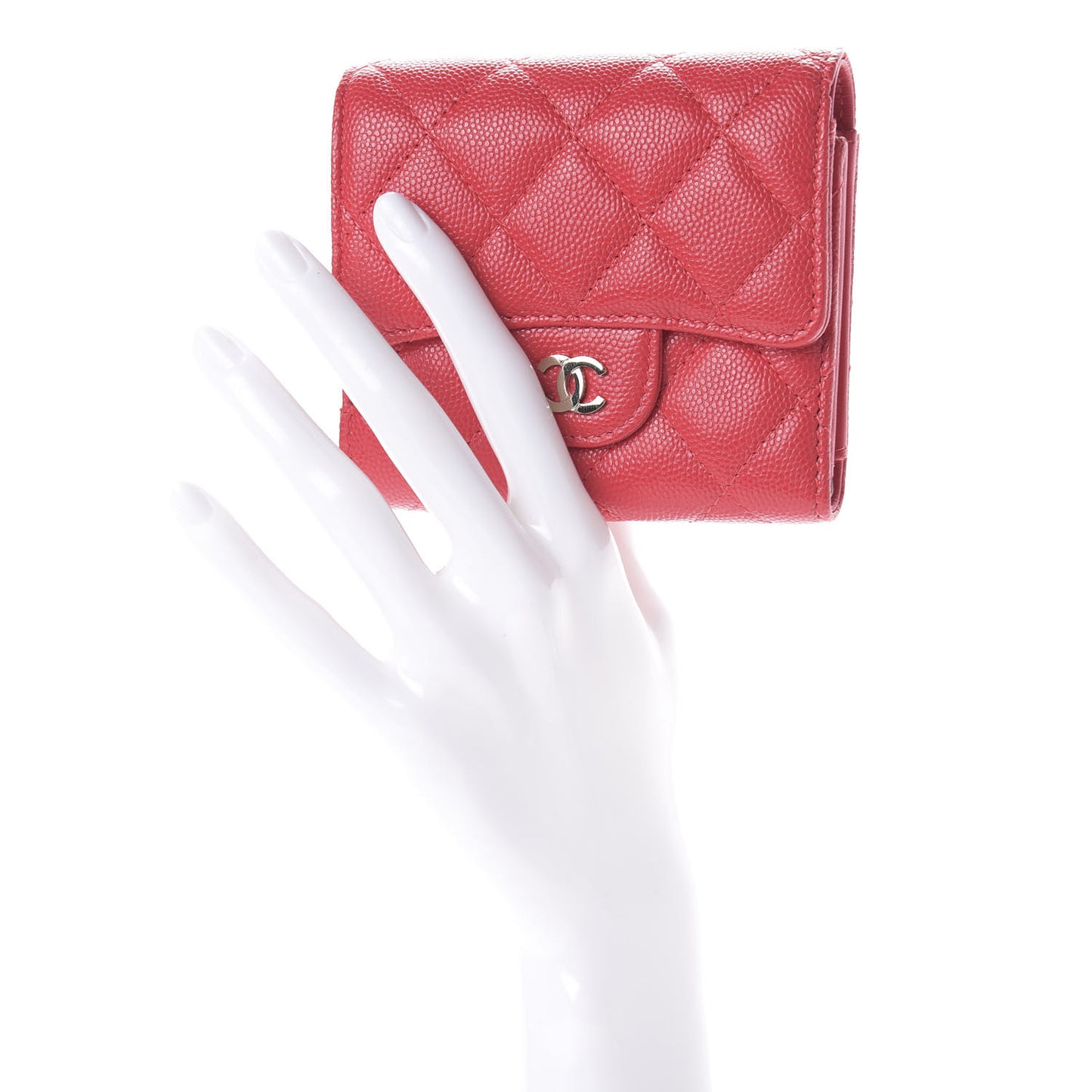Caviar Quilted Small Flap Wallet Red