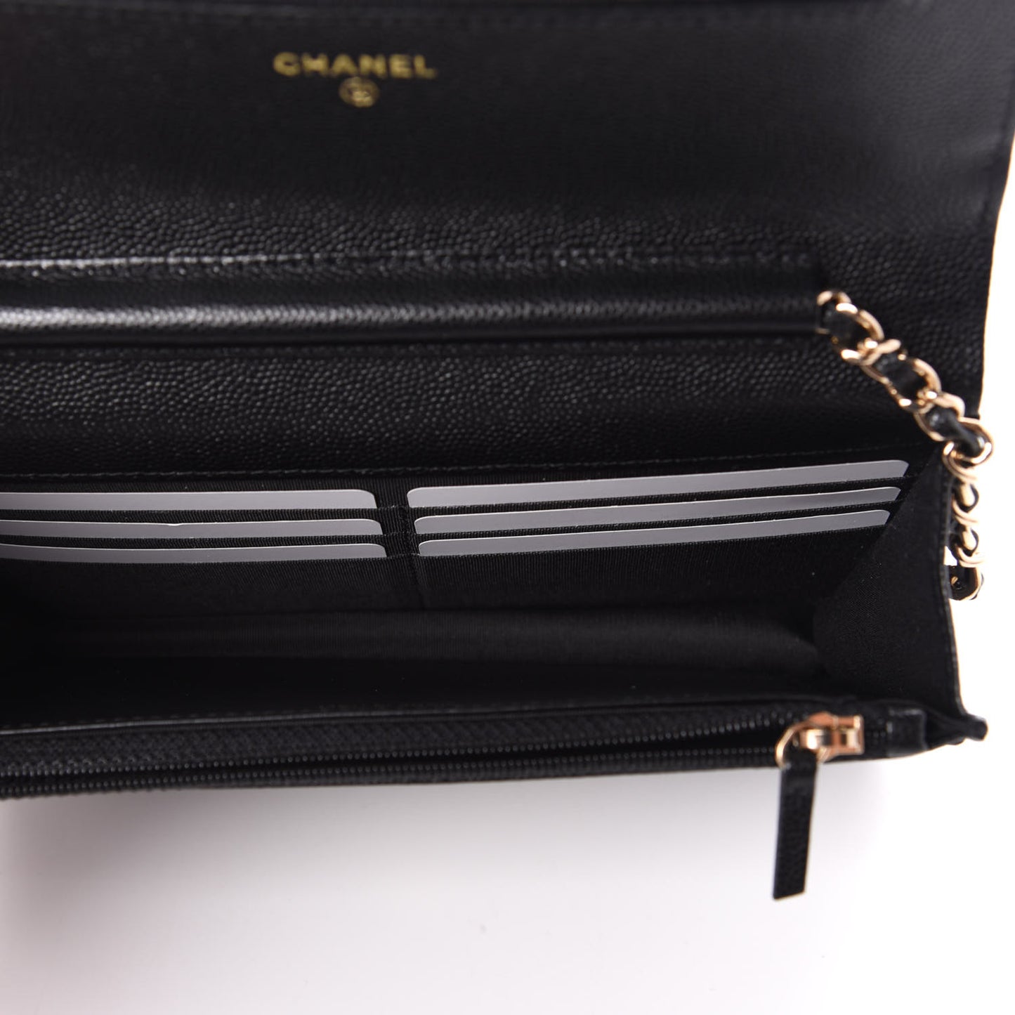 Caviar Quilted French New Wave Chain CC Wallet On Chain WOC Black
