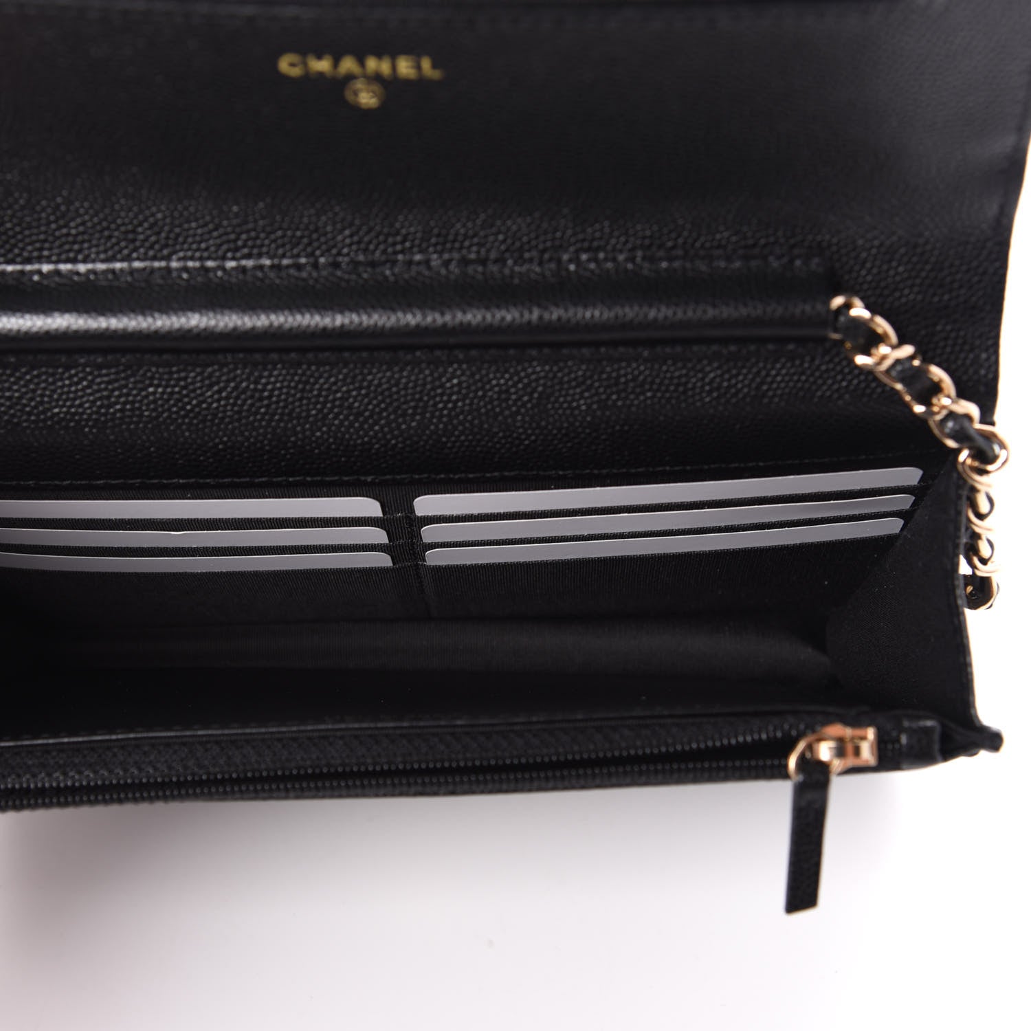 Chanel Caviar Quilted French New Wave Chain CC Wallet On Chain WOC Black 5 of 10