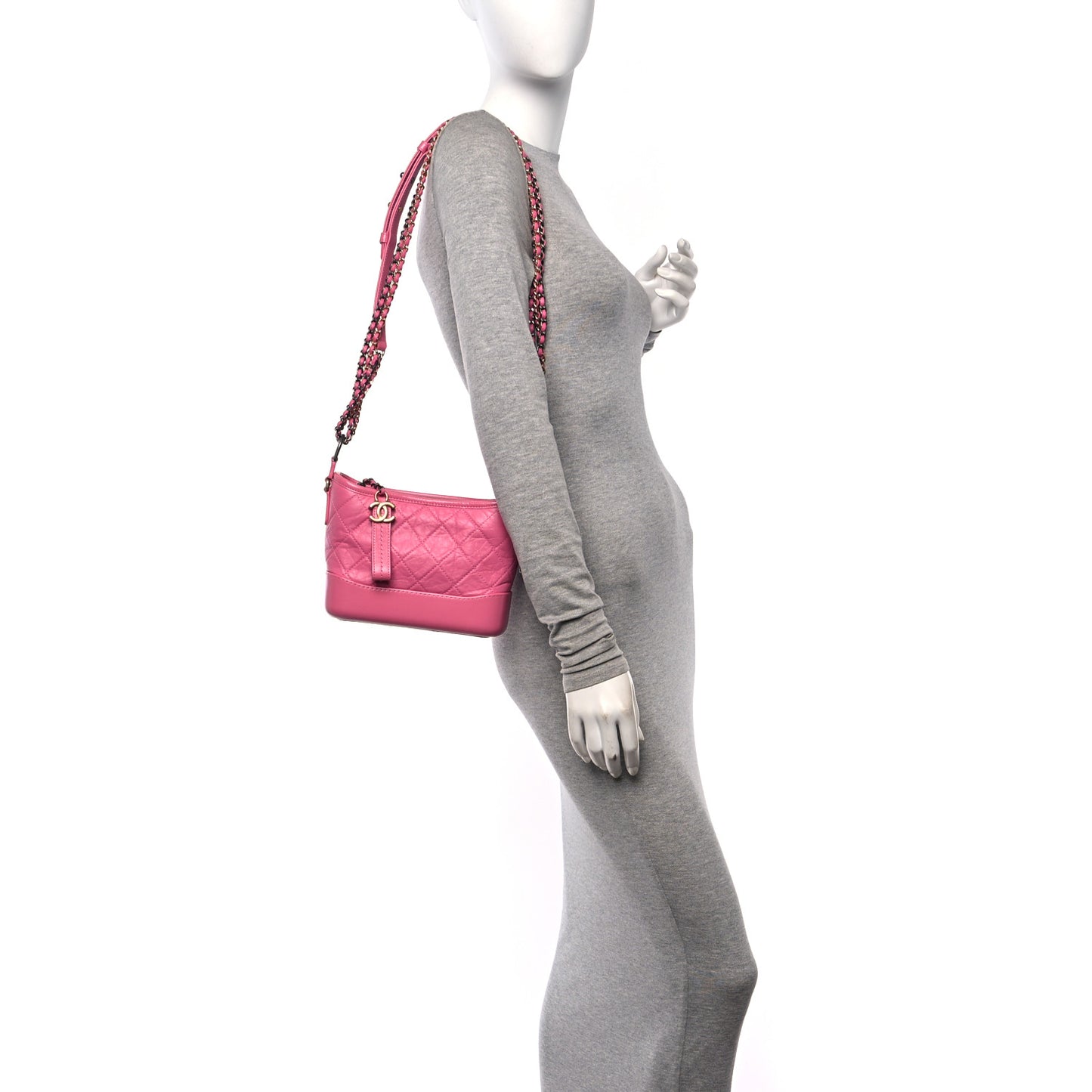 Aged Calfskin Quilted Small Gabrielle Hobo  Pink