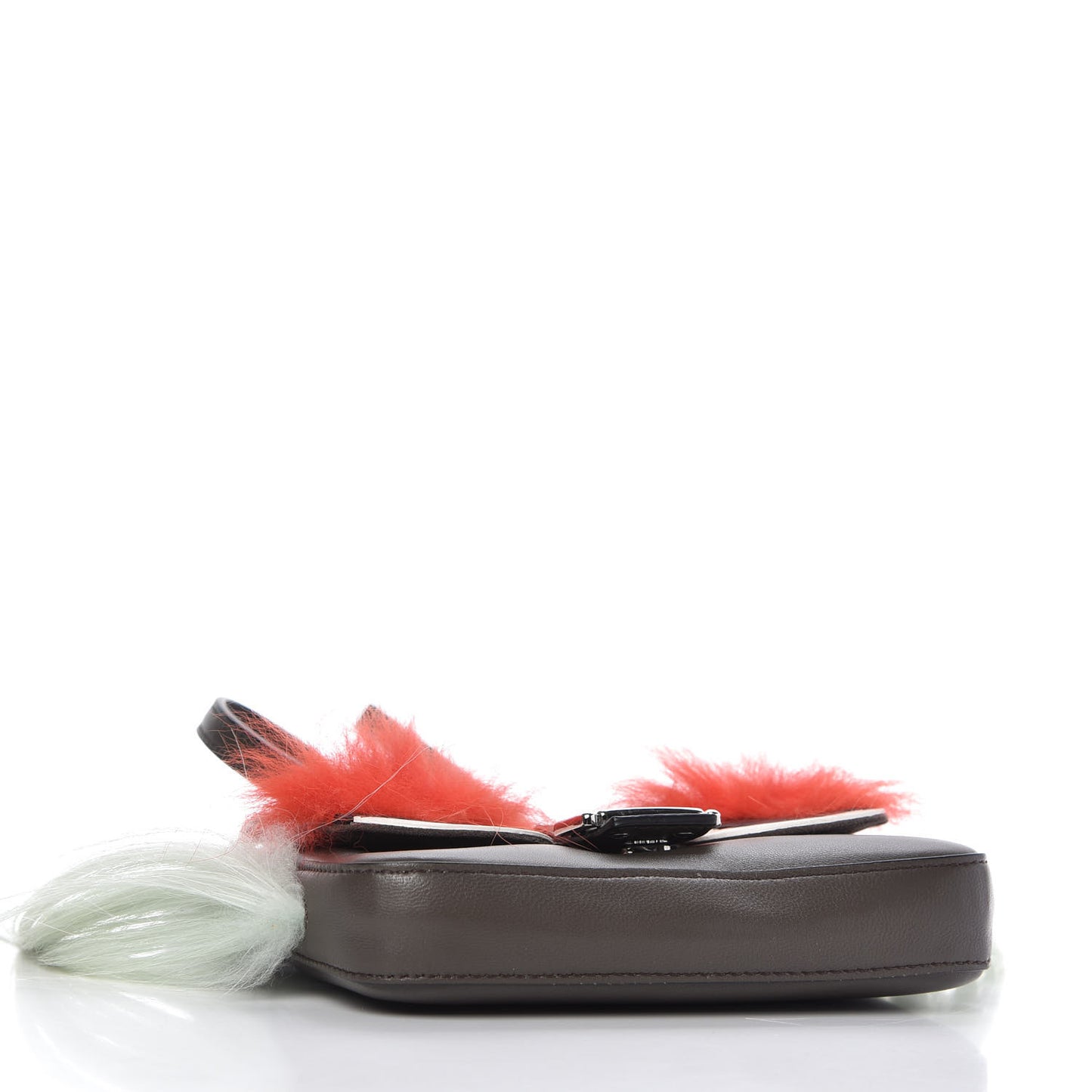 Nappa Shatoosh Fox Goat Fur Monster Micro Baguette Carbone Tangerine Luna