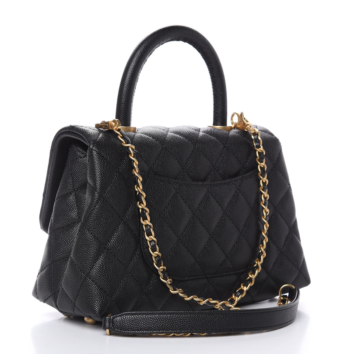 Caviar Quilted Mini Coco Handle Flap Black