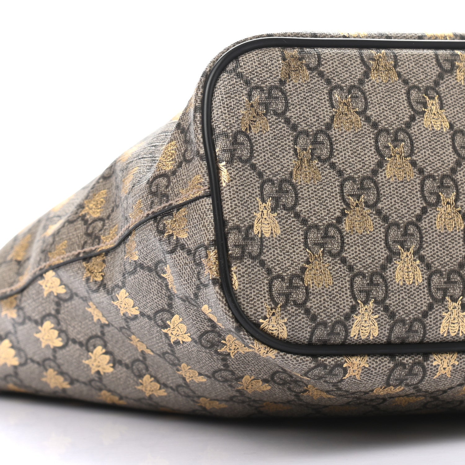 Gucci Soft GG Supreme Monogram Bees Small Crossbody Tote Beige Oro Black 8 of 10