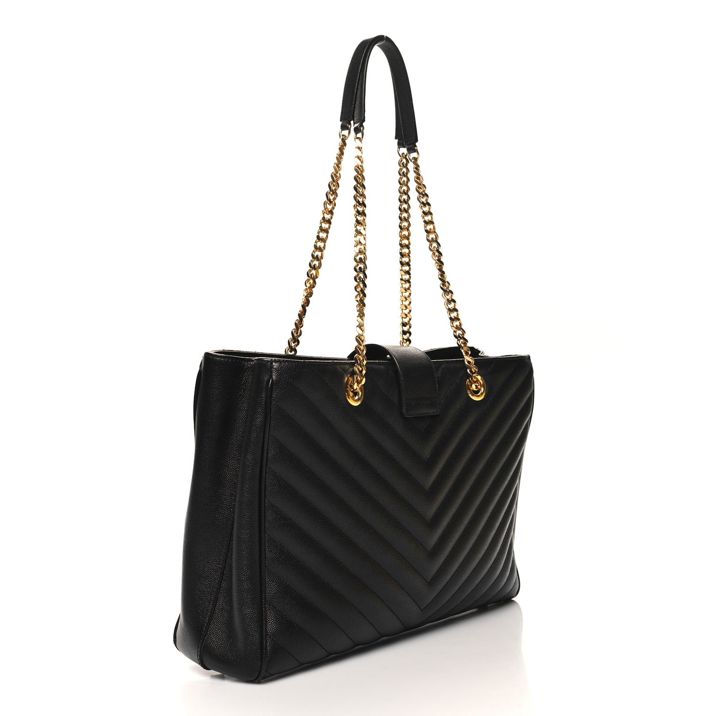 Grain De Poudre Matelasse Chevron Monogram Shopping Bag Black