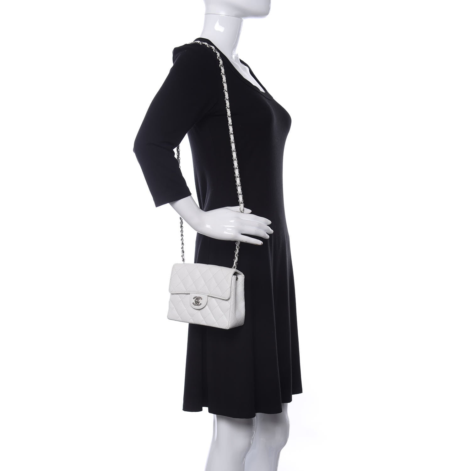Chanel Caviar Quilted Mini Square Flap White 2 of 18