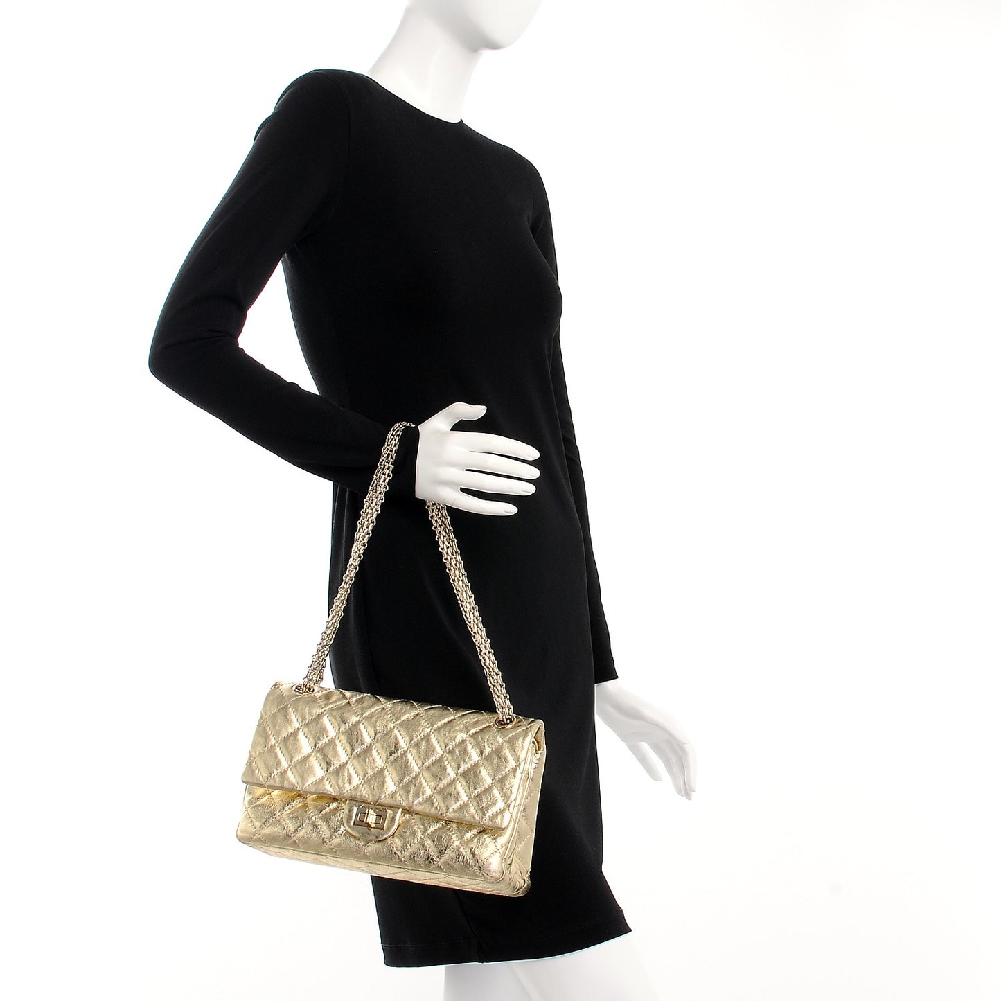 Metallic Aged Calfskin Quilted 2.55 Reissue 226 Flap Gold