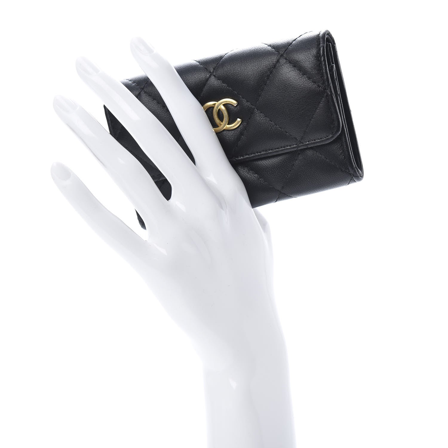 Chanel Lambskin Quilted Flap Card Holder Black 2 of 11