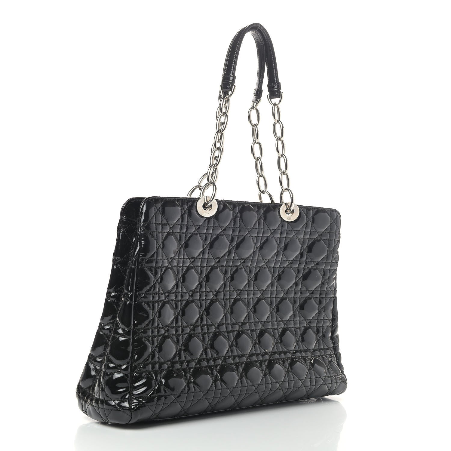 Christian Dior Patent Cannage Large Dior Soft Shopping Tote Black 3 of 10