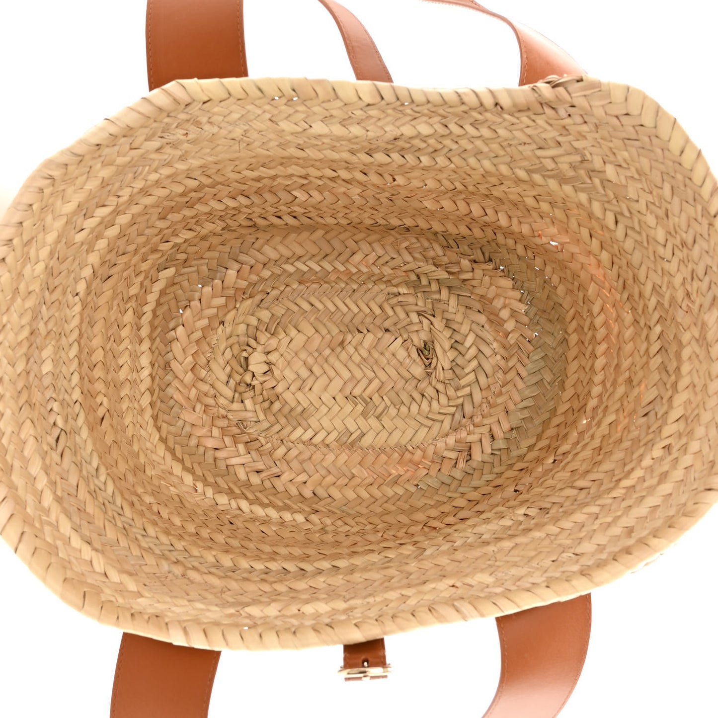 Raffia Smooth Calfskin Medium Sense Basket Caramel