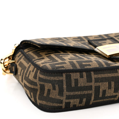 Fendi Fabric Jacquard FF 1974 Medium Baguette Tobacco Moro Black 8 of 9