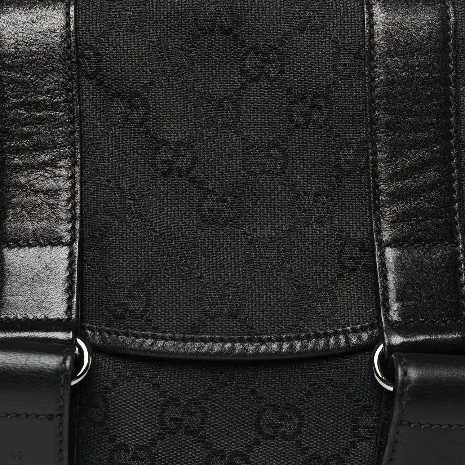 Gucci Monogram Small Double Buckle Flap Messenger Bag Black 8 of 10