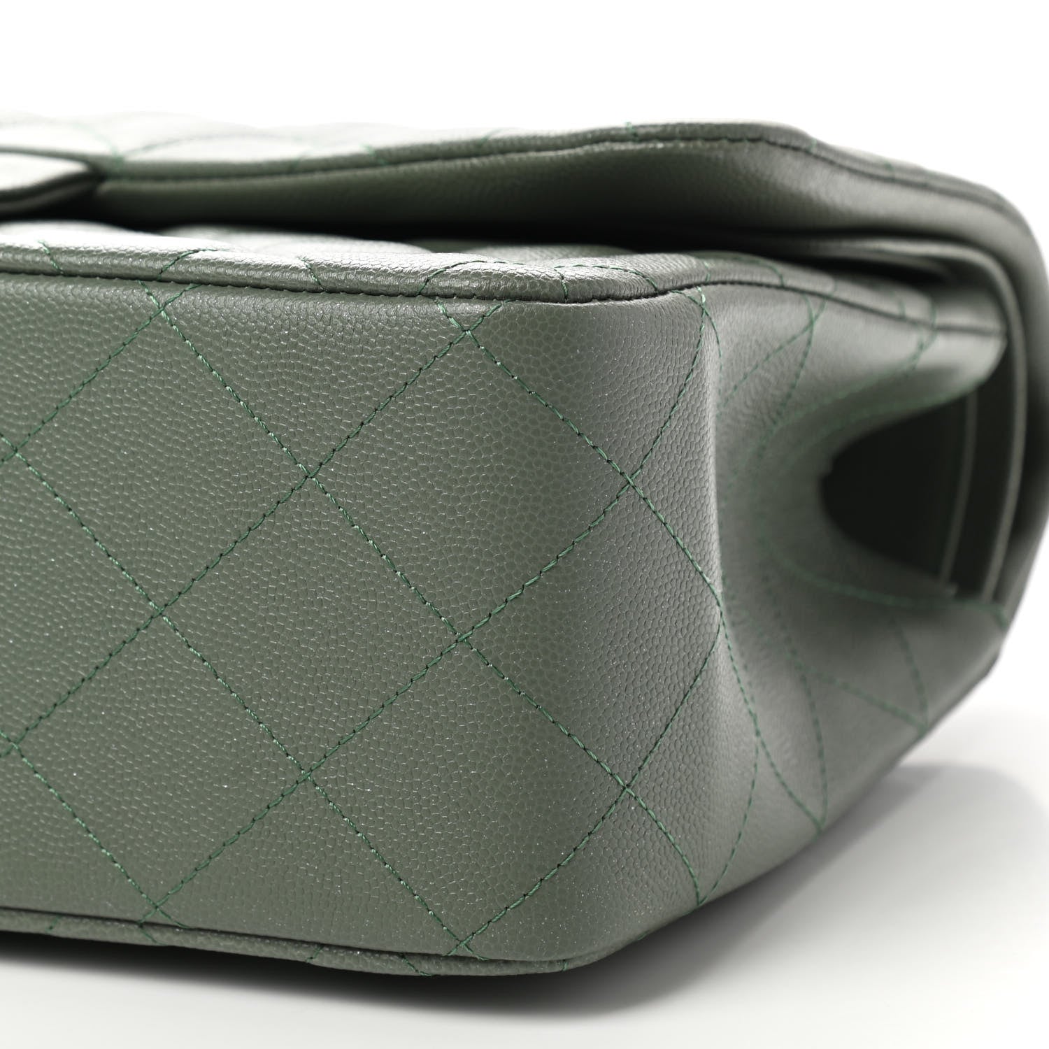 Chanel Caviar Quilted Jumbo Double Flap Dark Green 10 of 10