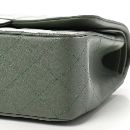Chanel Caviar Quilted Jumbo Double Flap Dark Green 10 of 10