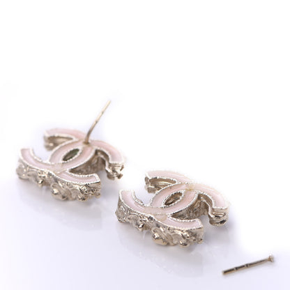 Chanel Enamel Crystal Flower CC Earrings Gold Pink 3 of 4