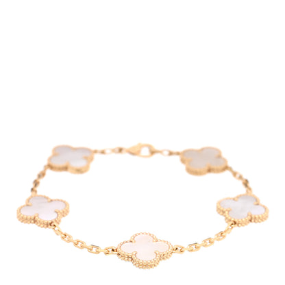 Van Cleef & Arpels 18K Yellow Gold Mother of Pearl 5 Motifs Vintage Alhambra Bracelet 1 of 4