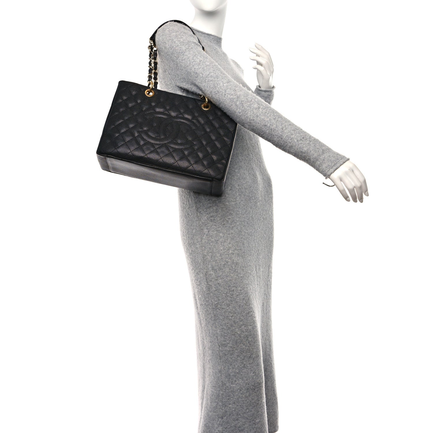 Chanel Caviar Quilted Grand Shopping Tote GST Black 3 of 12