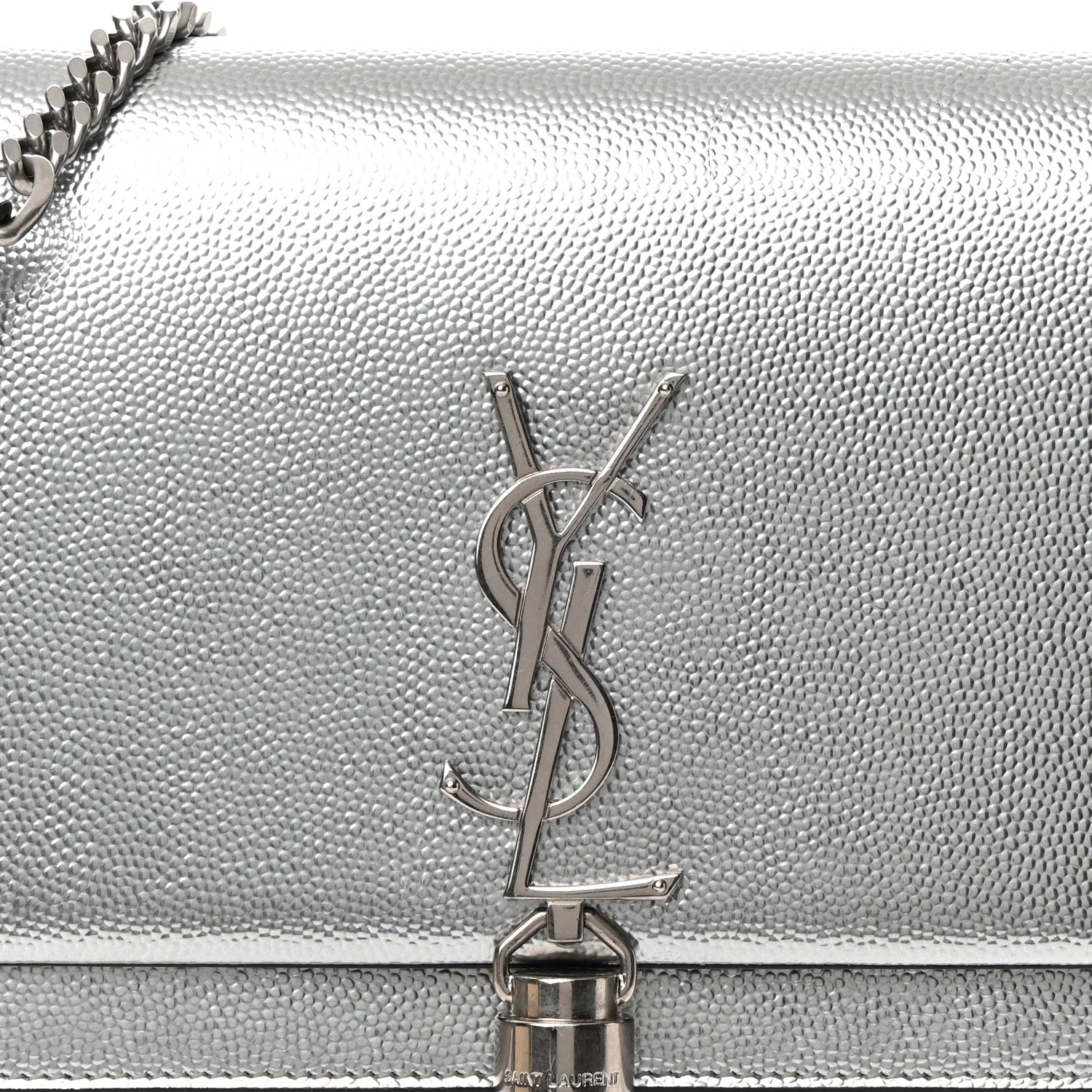 Saint Laurent Grain De Poudre Clasic Kate Monogram Tassel Chain Wallet Argento 8 of 15