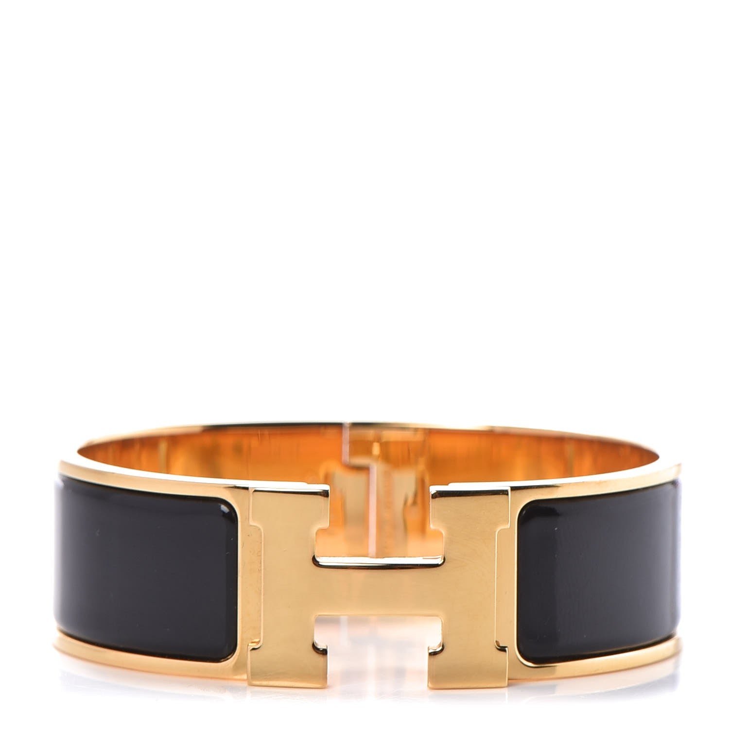 Hermes Enamel Wide Clic Clac H Bracelet GM Black 1 of 6