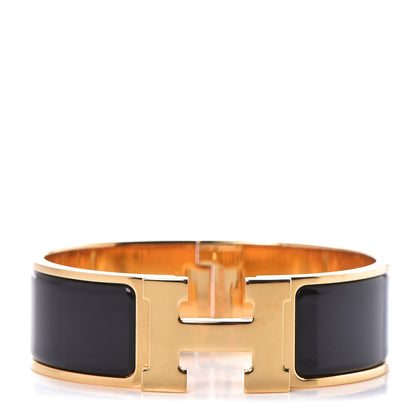 Hermes Enamel Wide Clic Clac H Bracelet GM Black 1 of 6