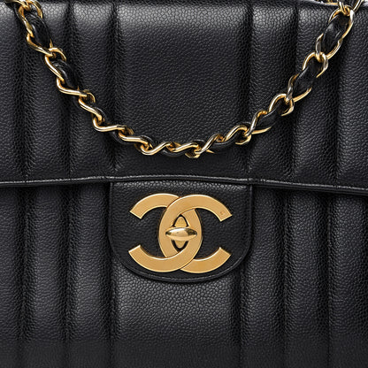 Chanel Caviar Vertical Quilted Jumbo Single Flap Black 13 of 14