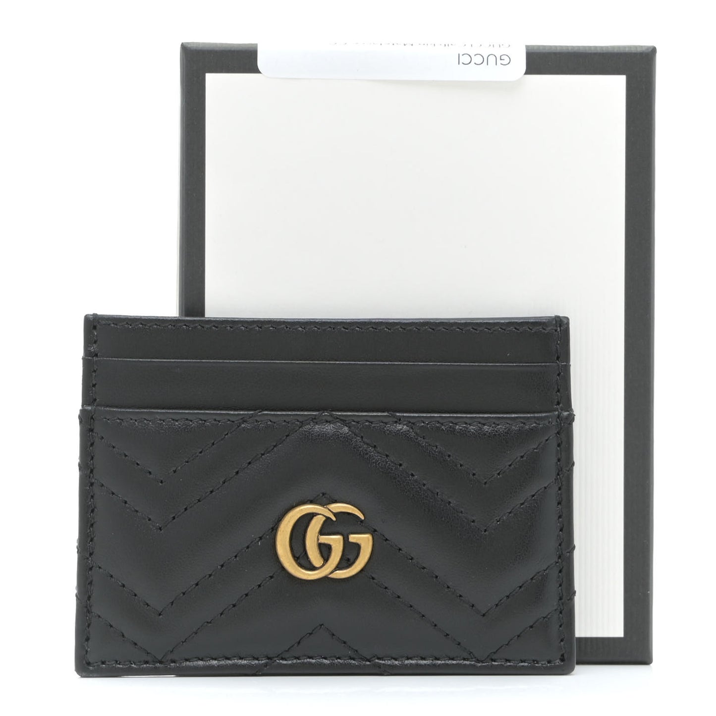 Calfskin Matelasse GG Marmont Card Holder Black