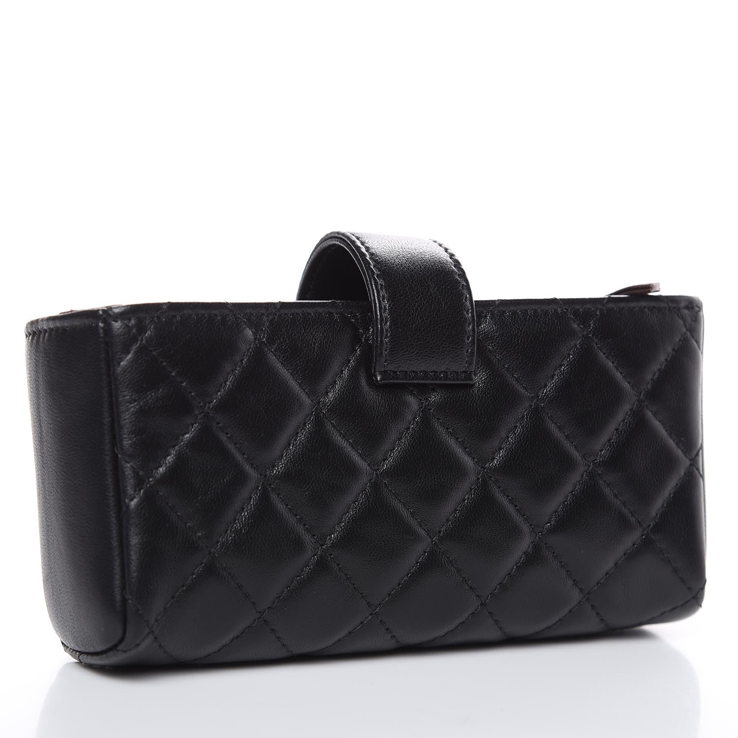 Chanel Lambskin Quilted Mini Phone Holder Clutch Black 3 of 10