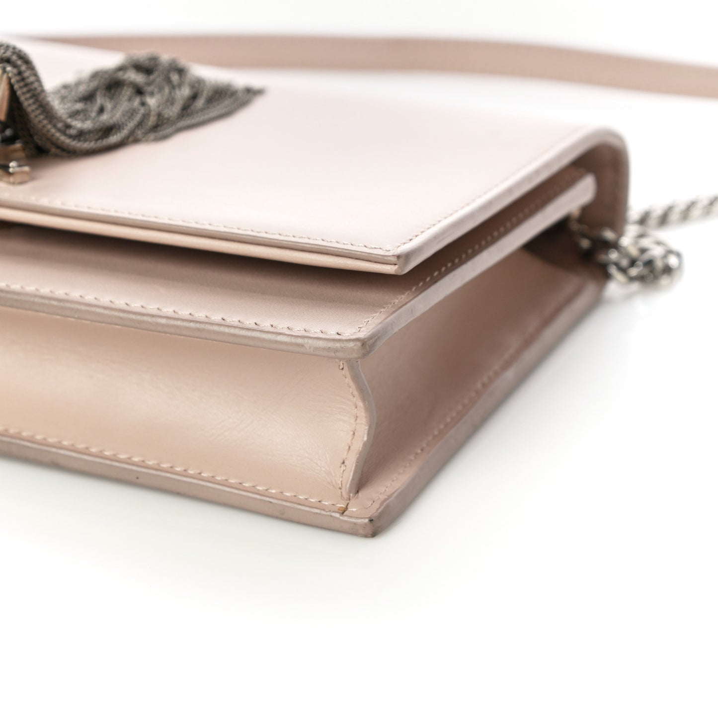 Smooth Calfskin Classic Monogram Kate Tassel Chain Wallet Nude Powder