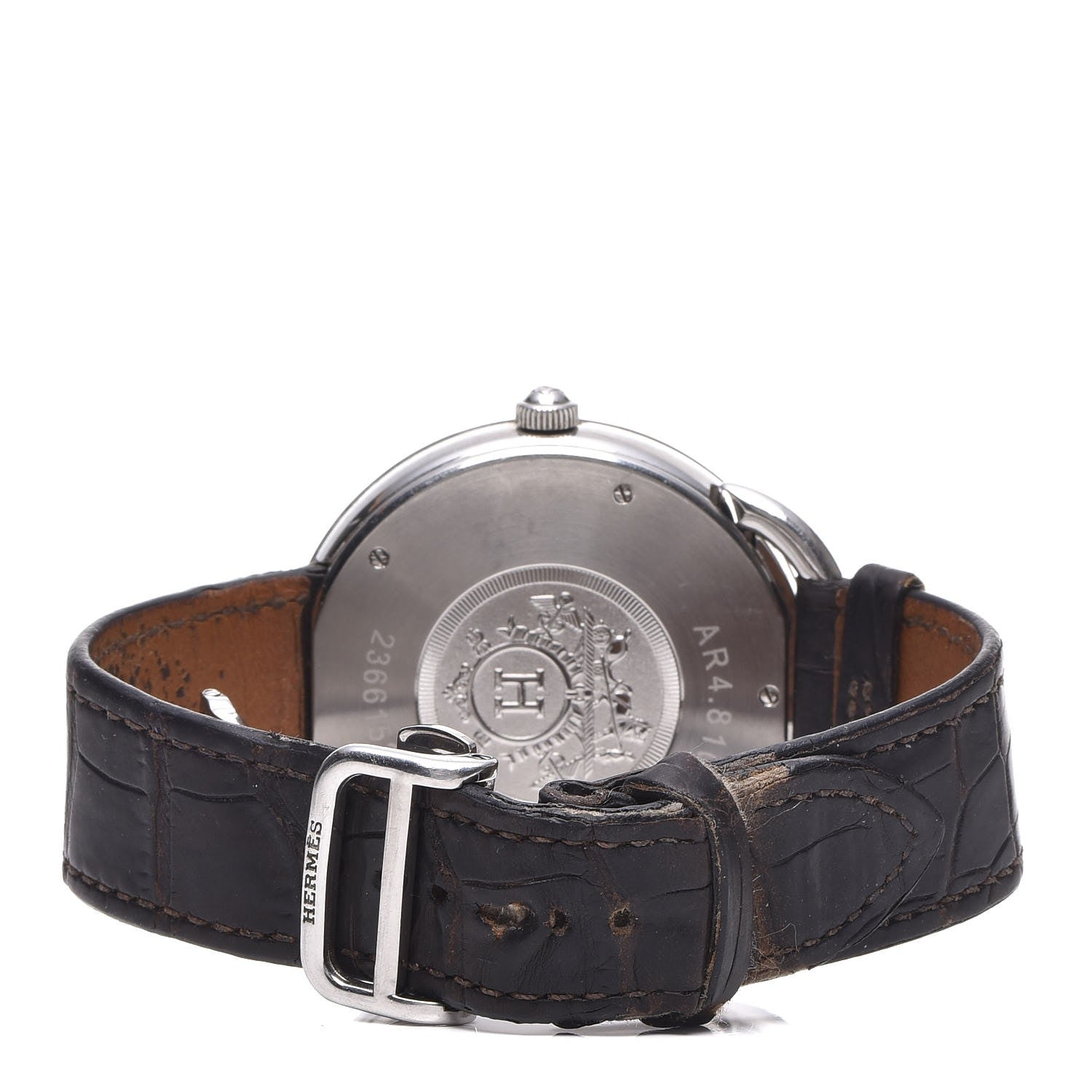 Hermes Stainless Steel Alligator 41.5mm Arceau Automatic Watch Havane 4 of 11