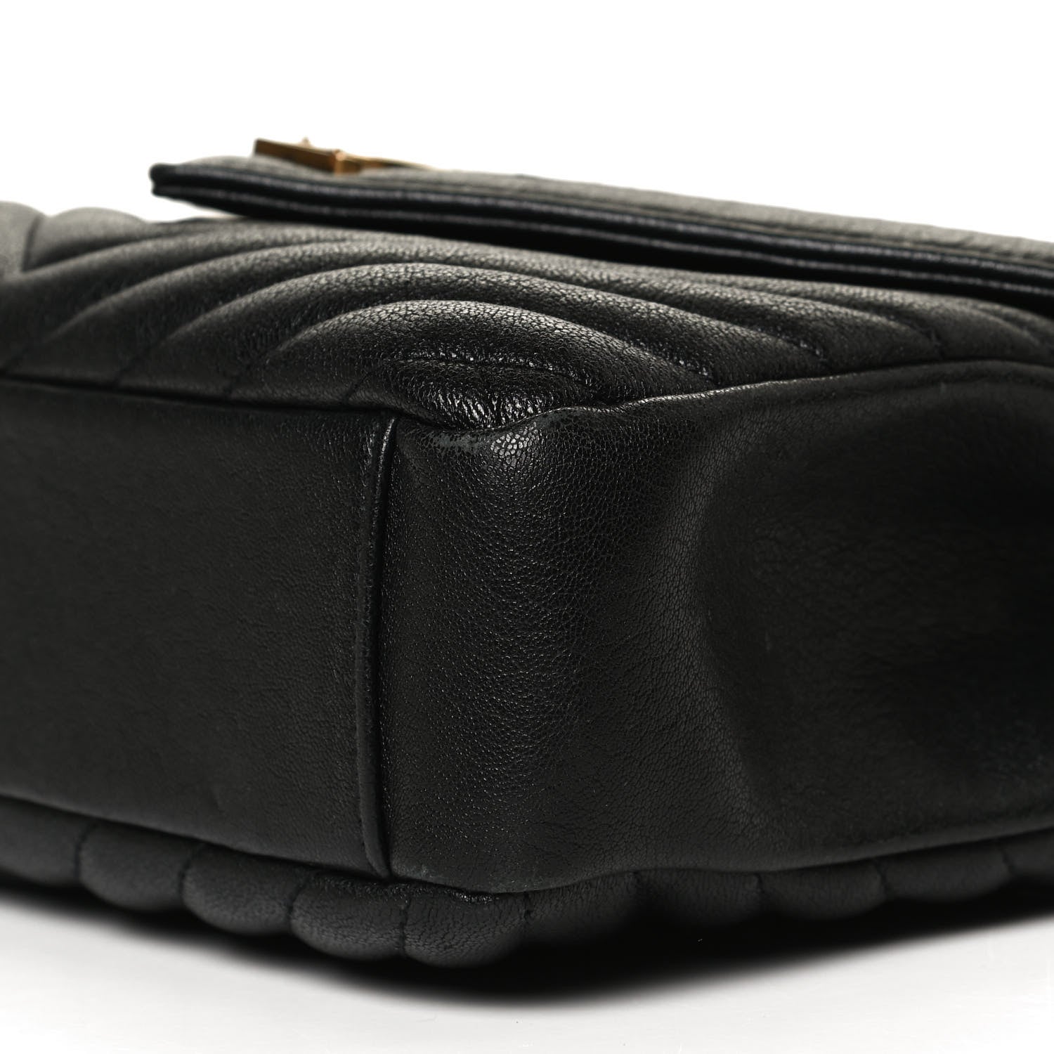 Saint Laurent Sheepskin Matelasse Chevron Monogram Medium College Bag Black 10 of 12