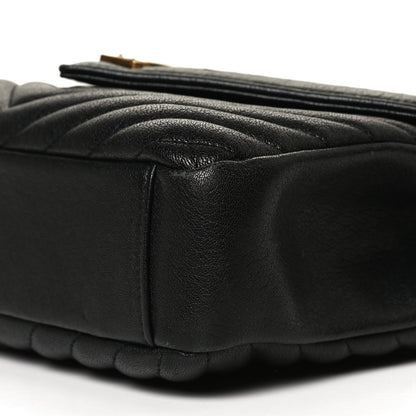 Saint Laurent Sheepskin Matelasse Chevron Monogram Medium College Bag Black 10 of 12