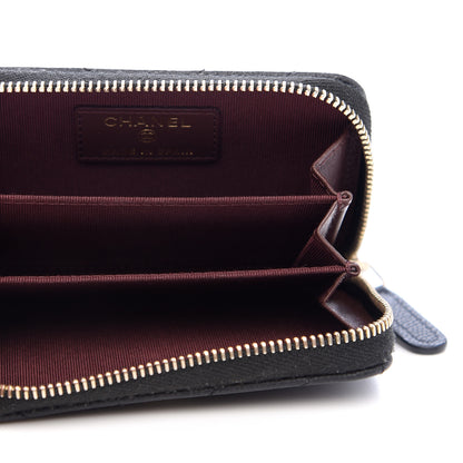Chanel Caviar Chevron Quilted Zip Coin Purse Black 5 of 8