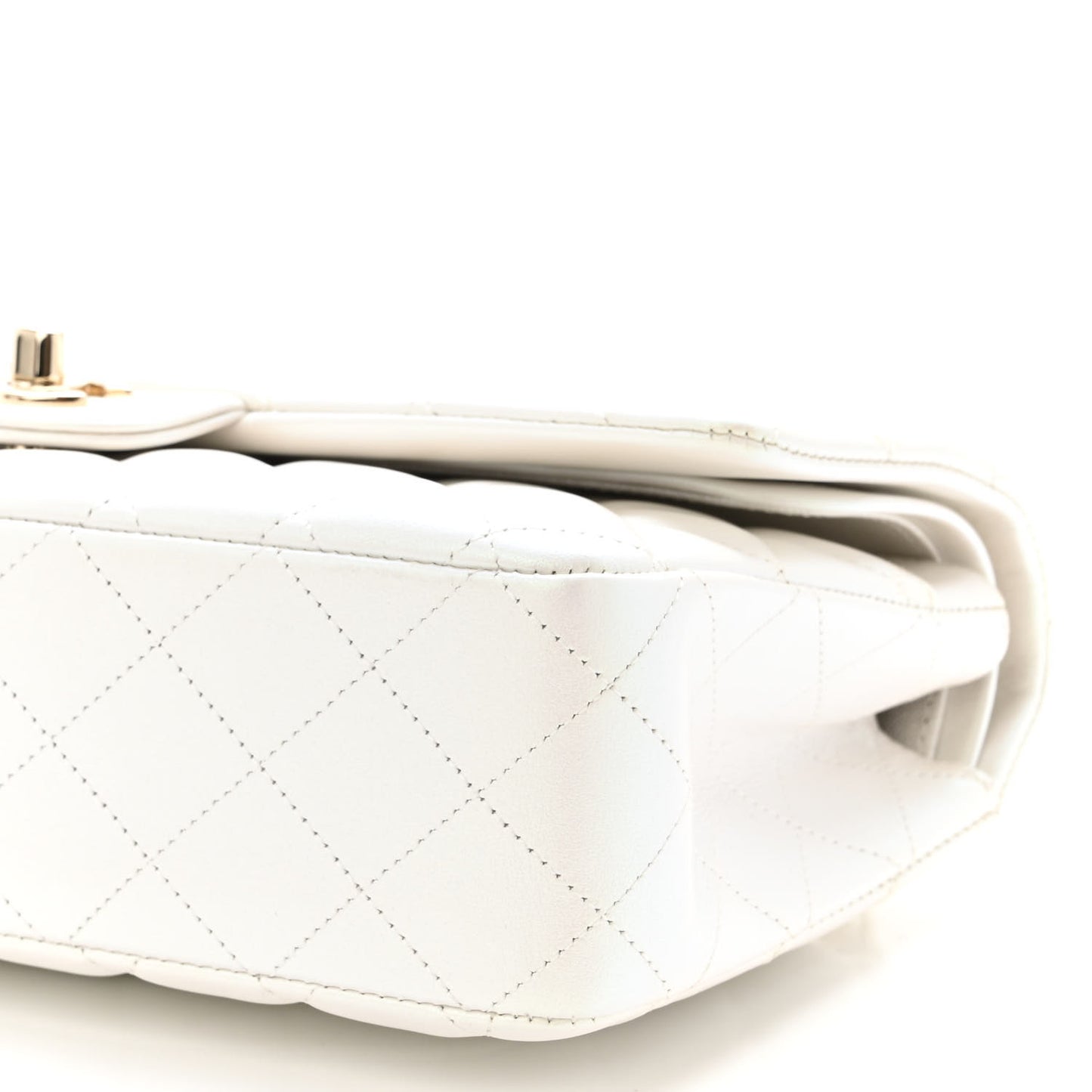 Iridescent Calfskin Quilted Medium Double Flap White