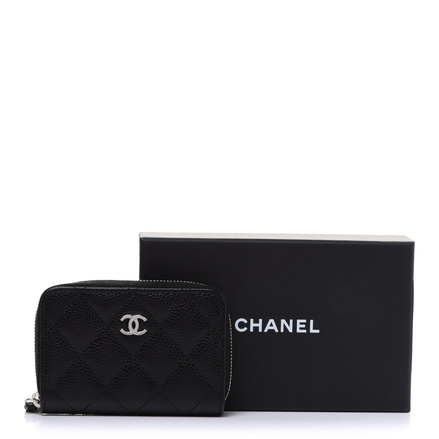 Caviar Quilted Zip Coin Purse Black