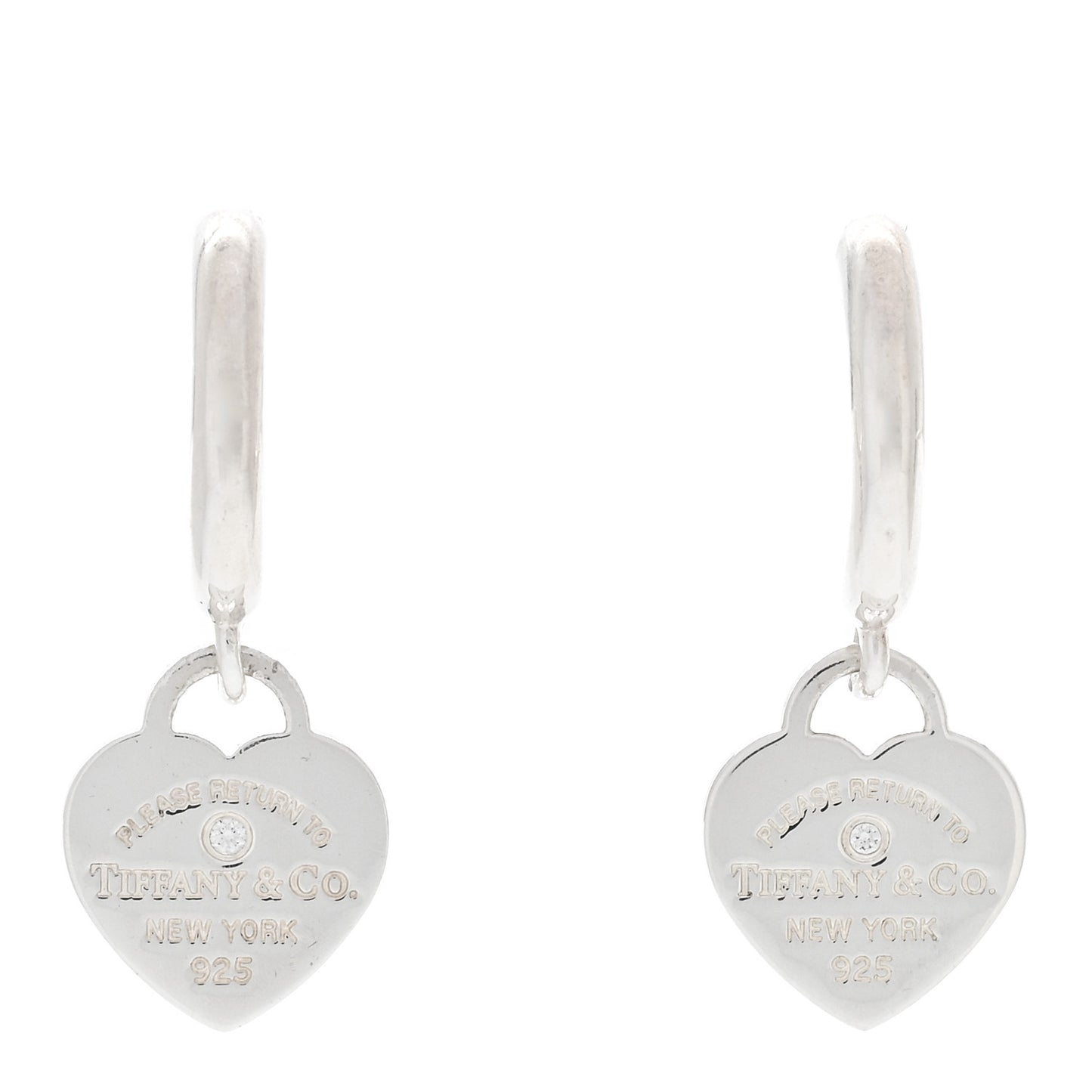 Sterling Silver Diamond Mini Return To Tiffany Heart Hoop Earrings