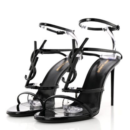 Saint Laurent Patent Cassandra 95 Ankle Strap Sandals 41 Black 3 of 11