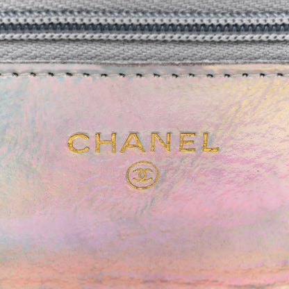 Chanel Iridescent Goatskin Quilted Wallet On Chain WOC Silver 6 of 11