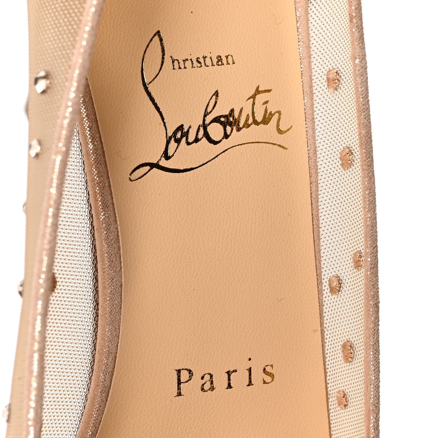 Christian Louboutin Suede Lame Crystal Strass Follies 85 Pumps 37.5 Light Silk 7 of 7
