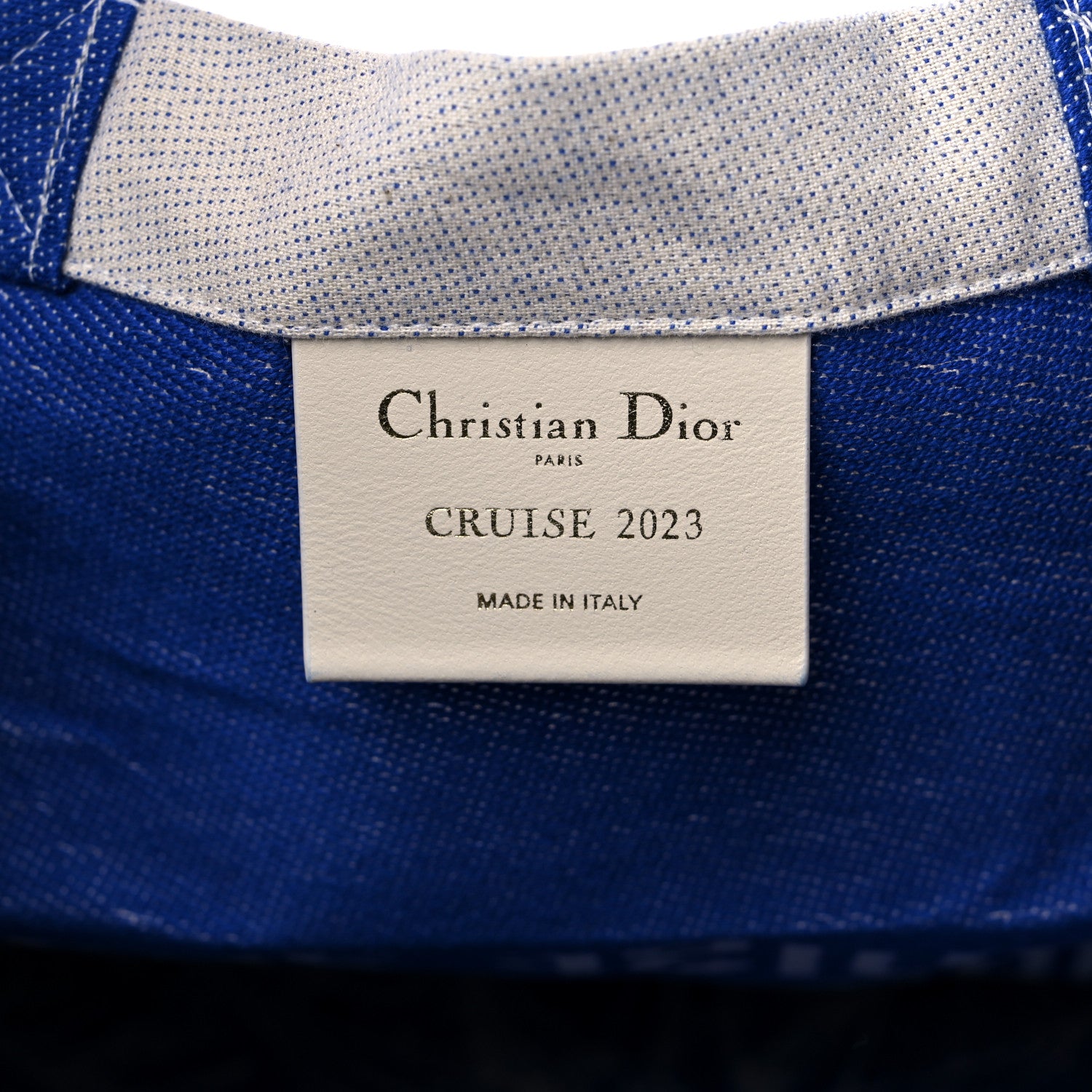 Christian Dior Canvas Print Cruise Tote Ivory Blue 6 of 8