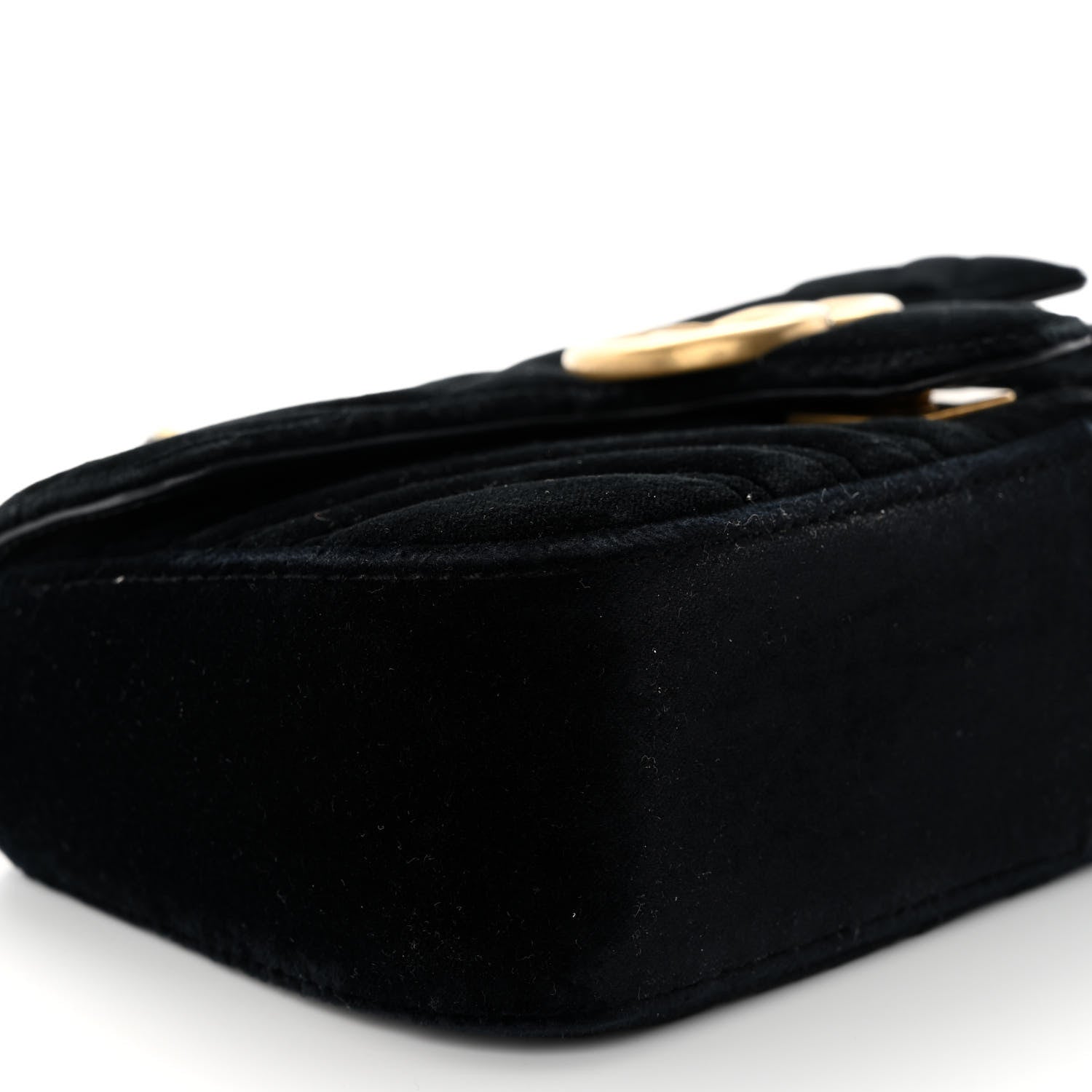 Gucci Velvet Matelasse Mini GG Marmont Shoulder Bag Black 9 of 10