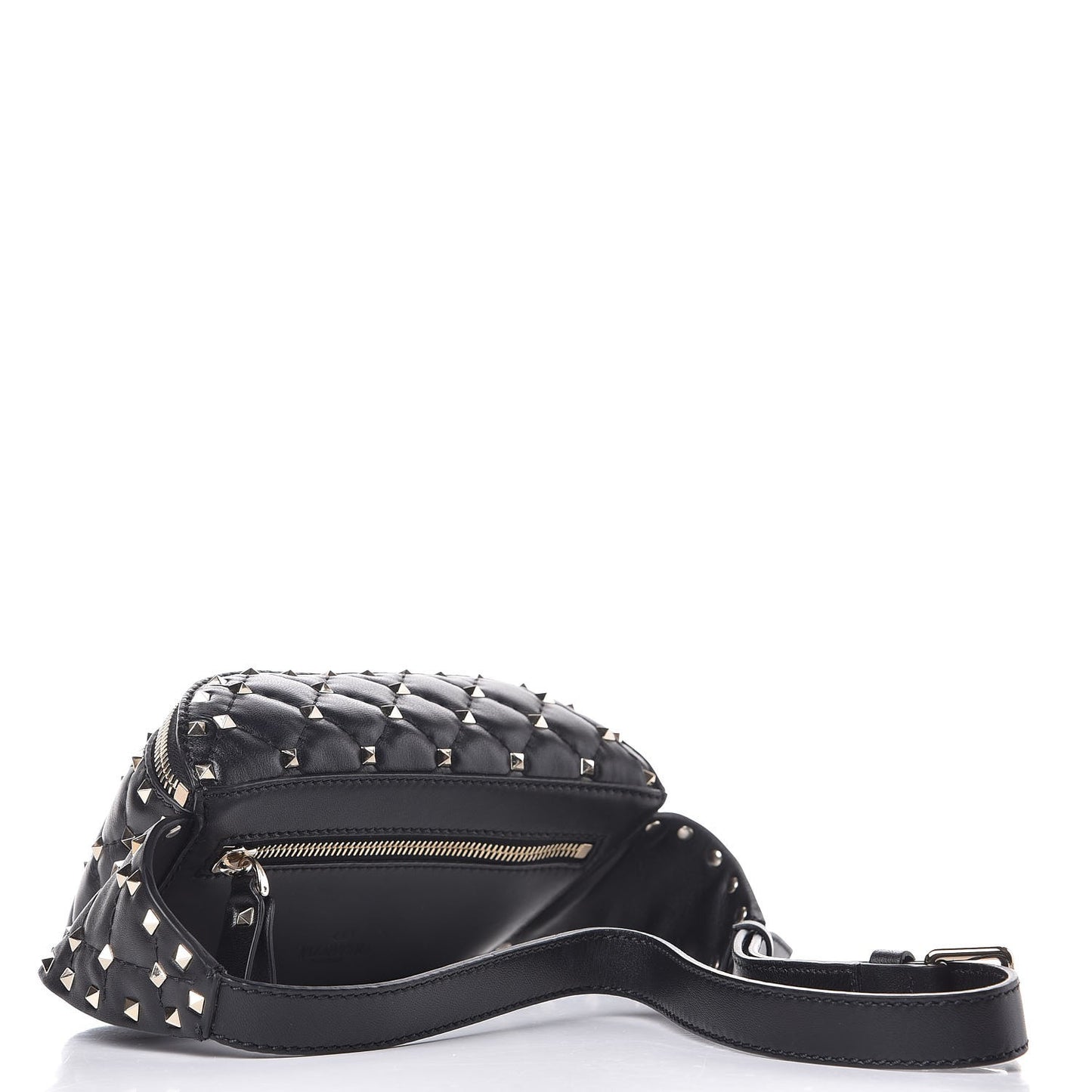 Lambskin VLTN Rockstud Spike It Belt Bag 95 Black White