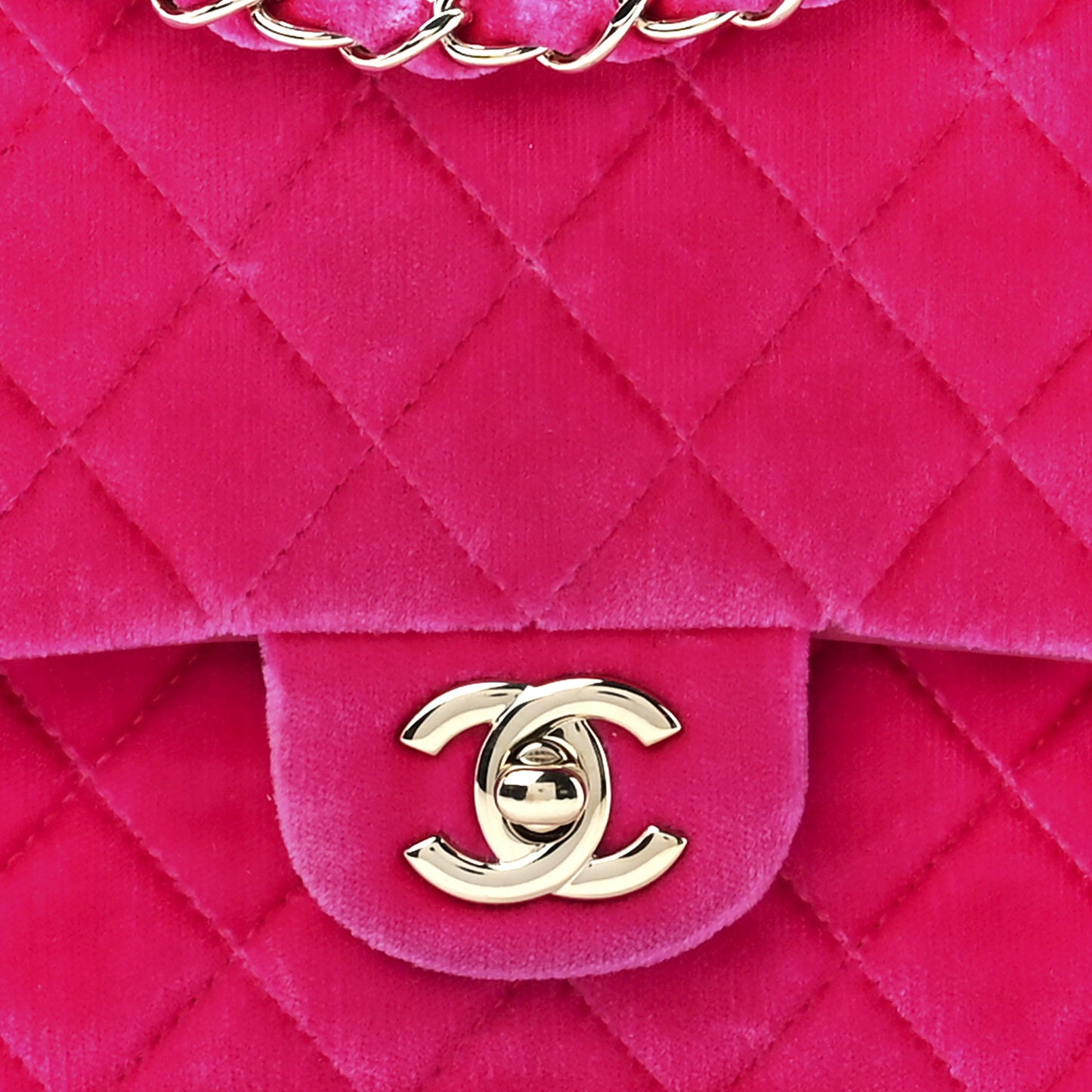 Velvet Quilted Medium Double Flap Pink