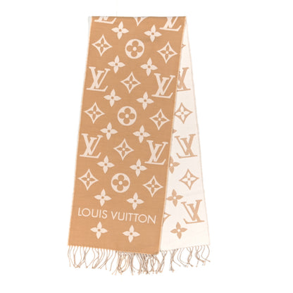 Louis Vuitton Wool Monogram LV Essential Scarf Beige 2 of 3